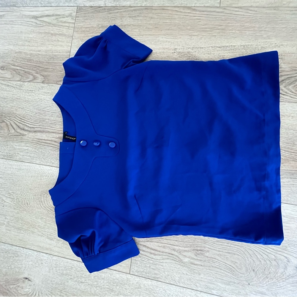 Topshop Royal Blue Button-Up Blouse